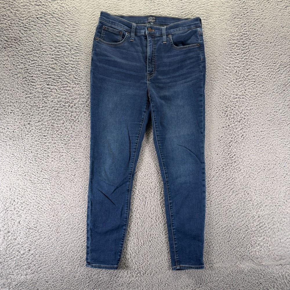 J.Crew Jeans Womens 29x26 Blue Cotton Denim Skinny Leg Whiskered Faded Stretch